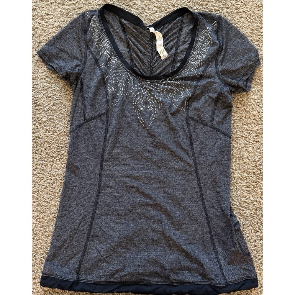 Lululemon Run Silver Bullet Short Sleeve Tech Shirt Top Heathered Black Size 6